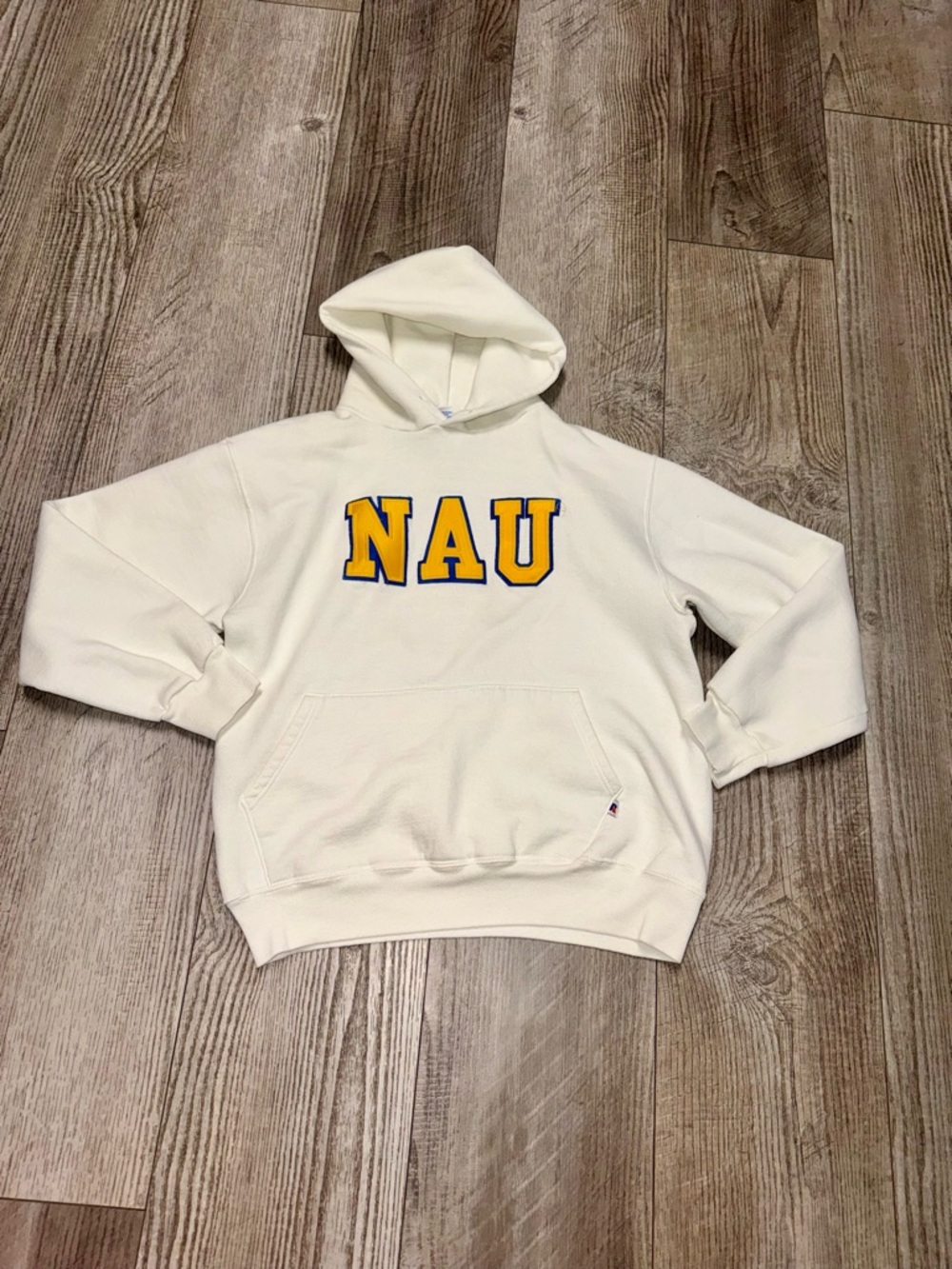 Vintage NAU Northern Arizona University white Russell hoodie NCAA USA MADE